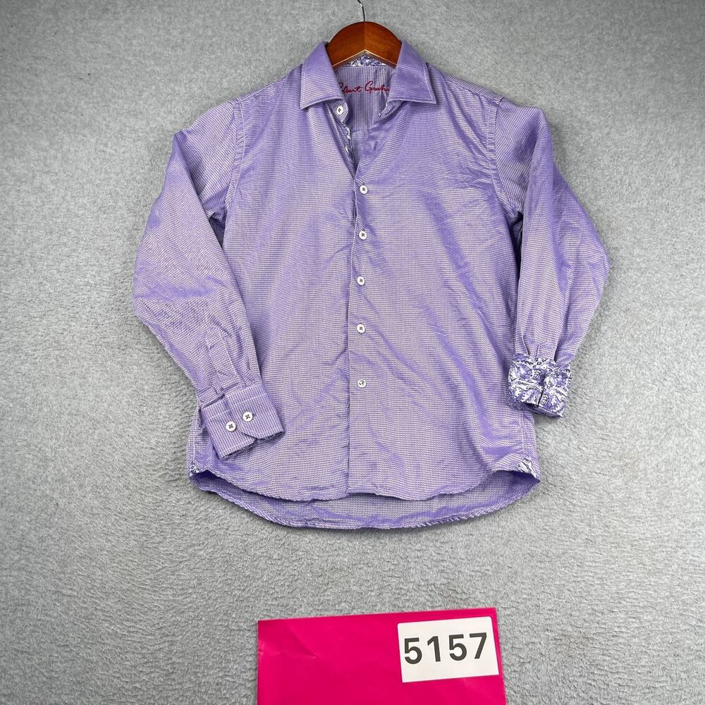 Youth Robert Graham Long Sleeve Button Up Shirt Medium purple geometric Casual